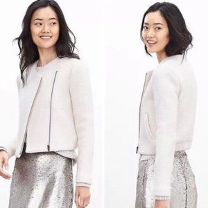 banana republic baby boucle cream wool blend moto jacket size 2P